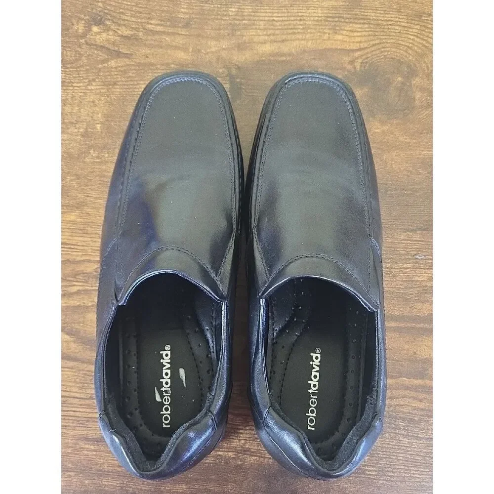 Robert David Lil' Tim Black Slip-On Dress Shoes, Size 5w